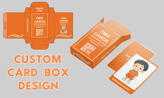 design tuck box, card game packaging, 3d box mockup, print ready box dieline