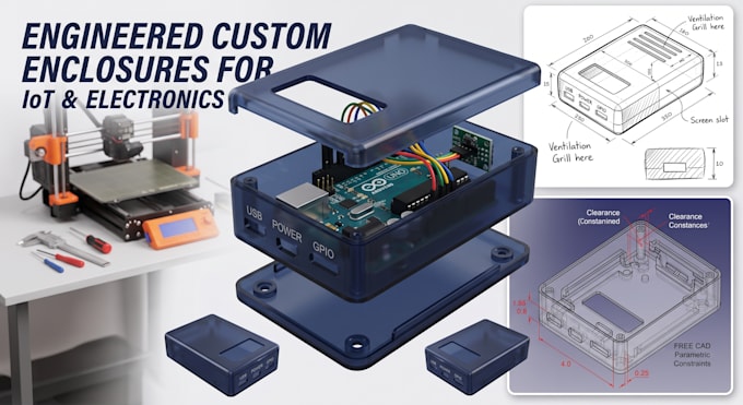 design custom 3d printable enclosures for arduino, pcb, and electronics