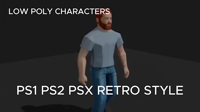 create psx ps1 ps2 retro style low poly character for horror game