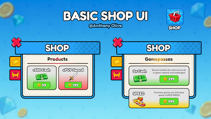 design and script roblox game UI, UI game kits, and huds