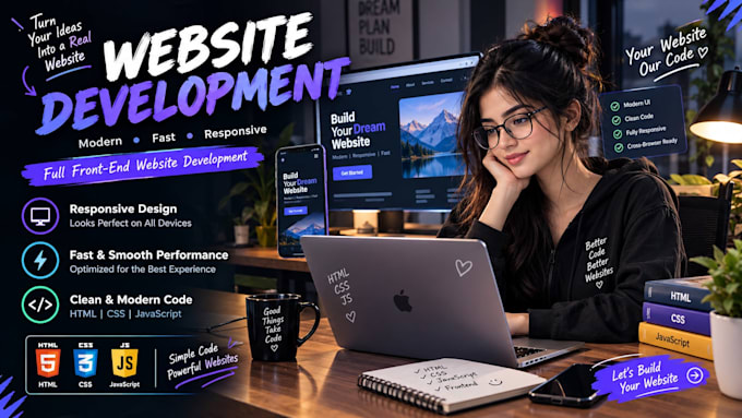 develop HTML CSS javascript website