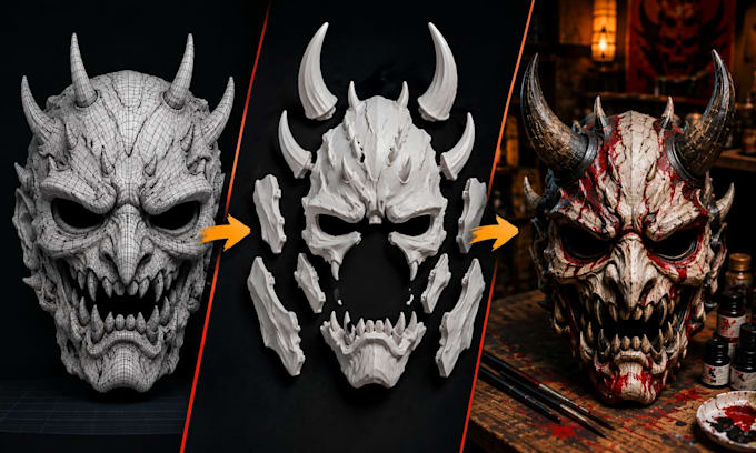 design 3d cosplay mask armor horror halloween mask