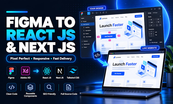 convert figma to react next js tailwind css as a front end developer