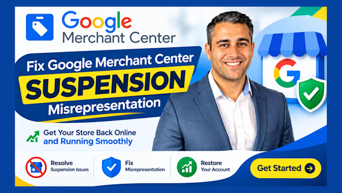 fix google merchant center suspension, misrepresentation