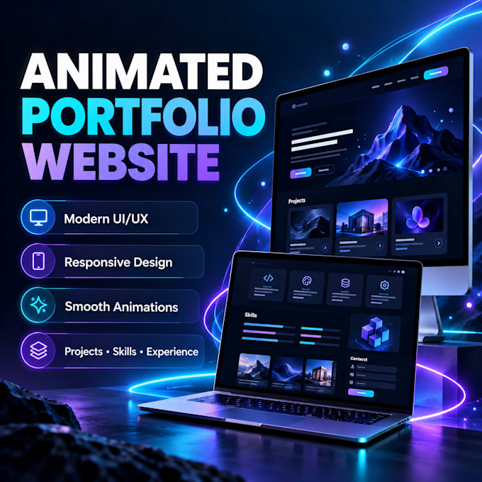 create an animated responsive portfolio website with modern UI UX