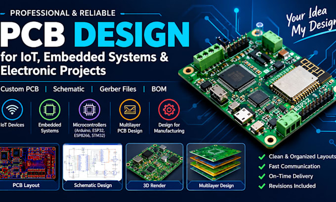 design custom pcb for iot, embedded systems, microcontrollers and electronic pro