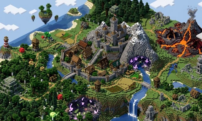 create a custom minecraft fantasy map, adventure world and medieval kingdom