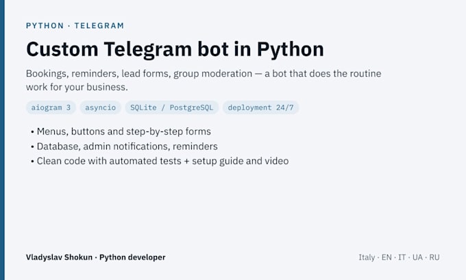 develop a custom telegram bot in python
