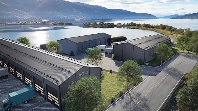 remodel warehouse commercial building,cgi exterior render,logistic center design