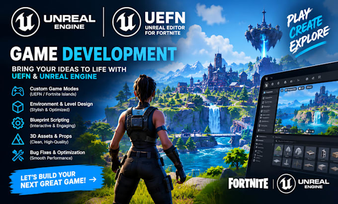 create uefn fortnite map, uefn game developer, custom pois and unreal engine