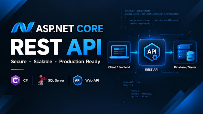 build secure rest API with asp dot net core, csharp and sql server