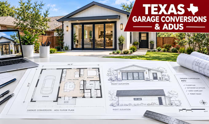 create texas garage conversion permit plans adu building plan renovation design