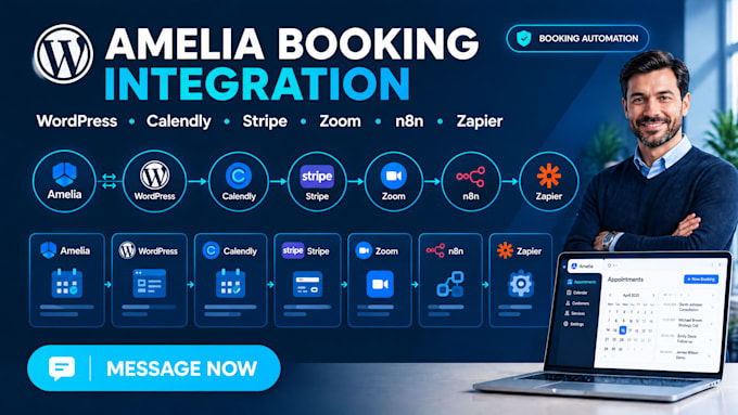 integrate amelia with wordpress, calendly, stripe, zoom, n8n, zapier