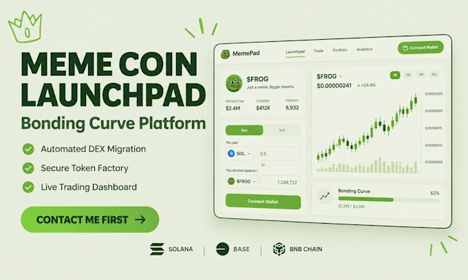 develop a meme coin launchpad website and bonding curve smart contract