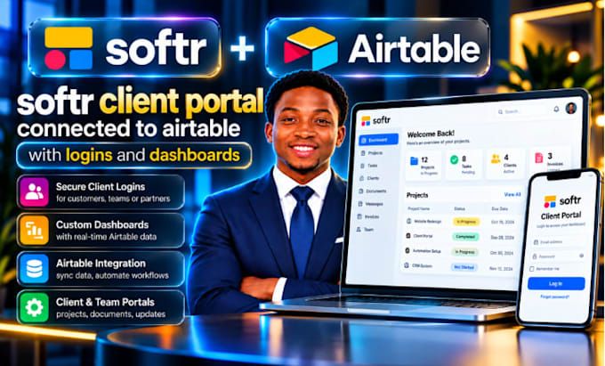 softr client portal connected to airtable with logins and dashboards