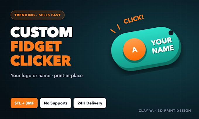 design a custom fidget clicker keychain with your logo or name stl