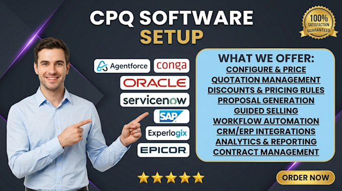 setup cpq software via agentforce conga oracle servicenow sap experlogix epicor