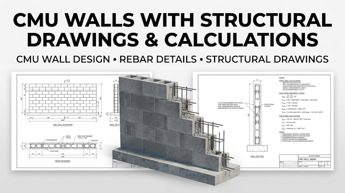 cmu walls with structural drawings and calculations