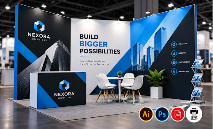create print ready trade show booth graphics and expo backdrop design