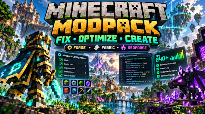 create, fix and optimize minecraft modpack forge fabric neoforge