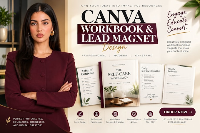design a professional canva workbook and workbook l