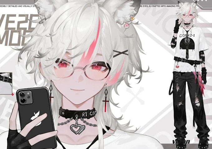 vtuber model rig live2d vtuber animation, vlog, nsfw anime vtuber commission