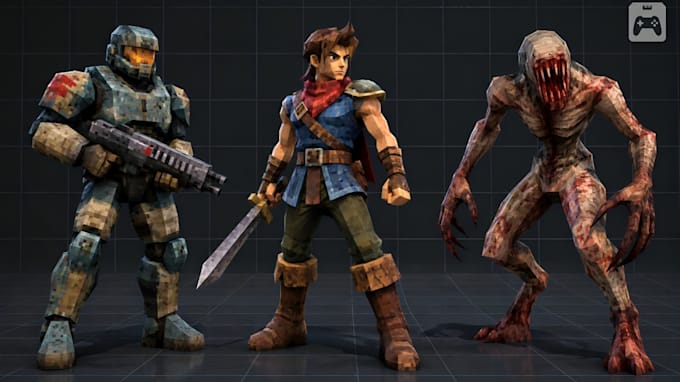create, rig and animate retro ps1 ps2 psx low poly 3d characters