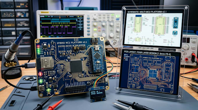 design pcb, schematic, pcb layout, esp32, stm32 and arduino