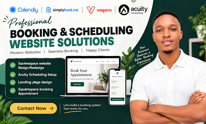 redesign sqaurespace booking page website, setup acuity appointment scheduling