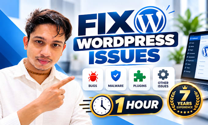 urgent fix wordpress issues, bugs, malware and plugins