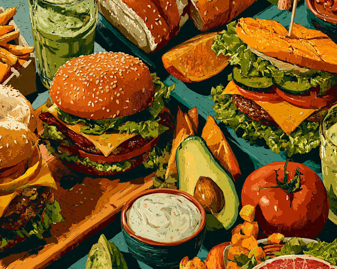 draw food pop art illustration