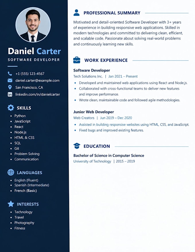 write an ats friendly CV and resume