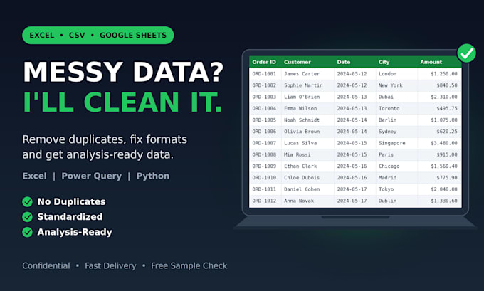 do excel data cleaning, formatting, and CSV file cleanup