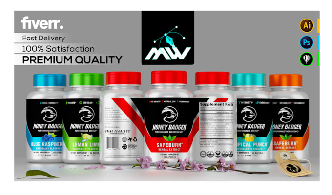 design a premium supplement product label packaging