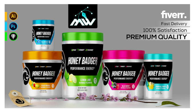 design a premium supplement product label packaging