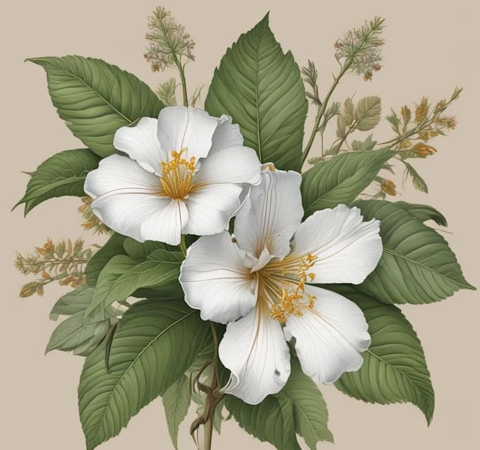 draw hand drawn botanical line art for tattoo