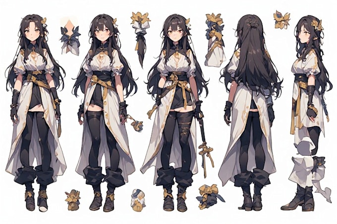 create original anime character sheet or reference for