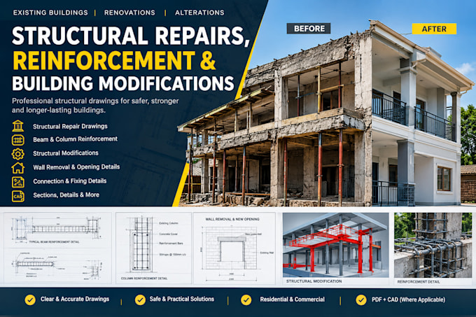 design structural repairs, reinforcement and building modifications