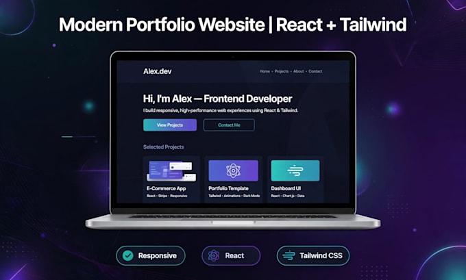 build portfolio, doctor, boutique, business website in react