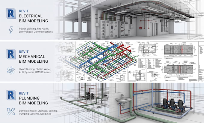 electrical, mechanical, plumbing, hvac drafting in revit