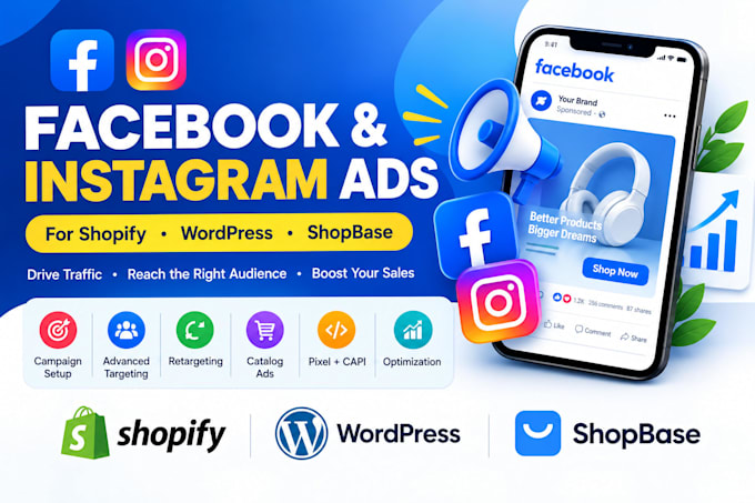 facebook and ig ads for shopify wordpress and shopbase