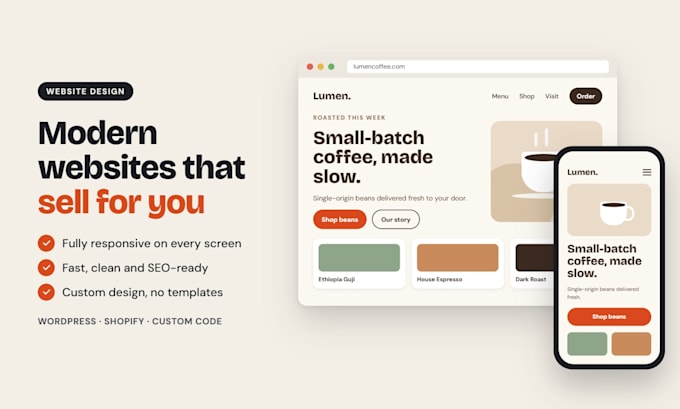 create a beautiful website for your business