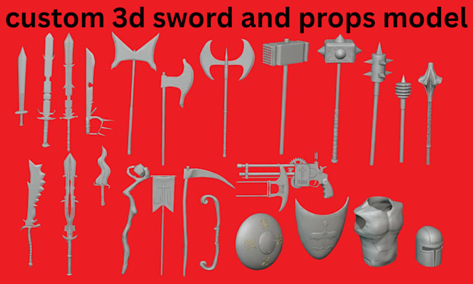 design custom 3d sword, weapon, and armor prop models for cosplay printing