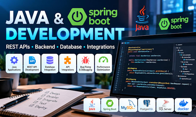 develop java spring boot applications and rest apis