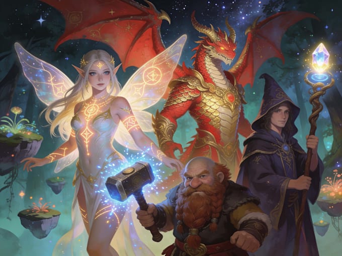 paint fantasy digital art illustration and characters