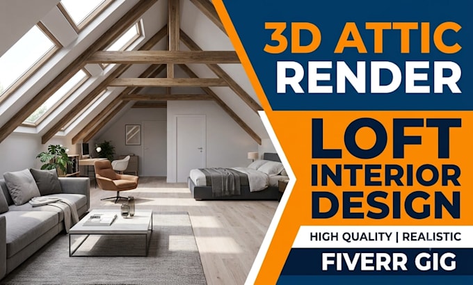 create cozy 3d attic interior visualization