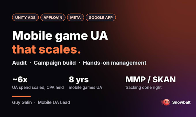 manage user acquisition and media buying for your mobile game