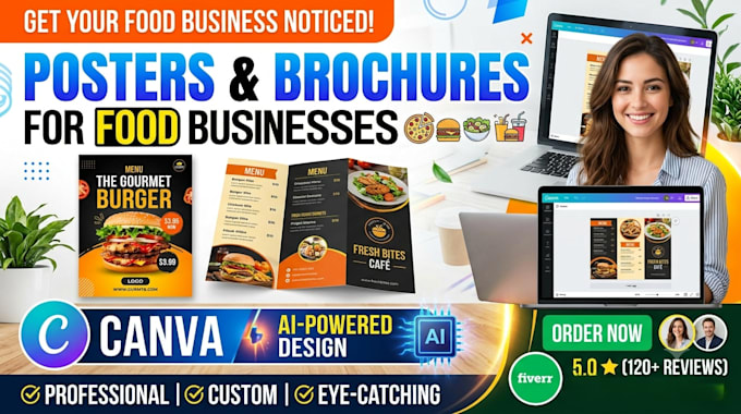 design in canva posters and brochure for food business