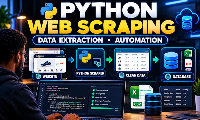 build python web scraping bots and data extraction automation