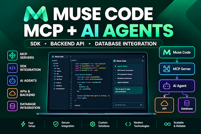setup muse code mcp servers ai agents sdk backend API database integration
